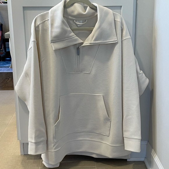 Zella Tops - Zella Cream Ribbed Long-Sleeve Sweatshirt Size XL